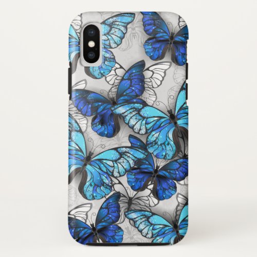 Composition of White and Blue Butterflies iPhone X Case