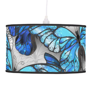 Composition of White and Blue Butterflies Ceiling Lamp