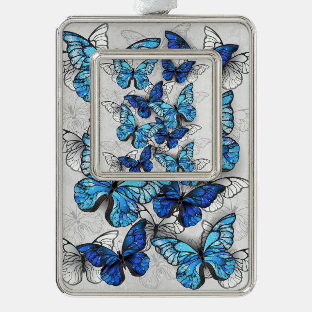Composition of White and Blue Butterflies Christmas Ornament (Front)