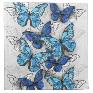 Composition of White and Blue Butterflies Cloth Napkin
