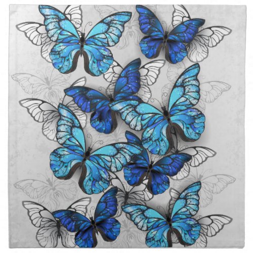 Composition of White and Blue Butterflies Cloth Napkin