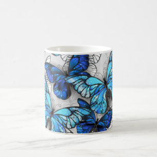 Composition of White and Blue Butterflies Coffee Mug