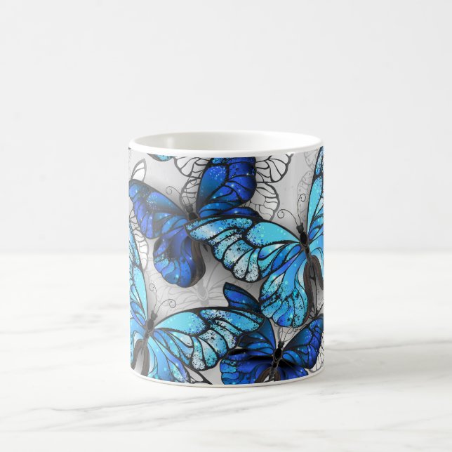 Composition of White and Blue Butterflies Coffee Mug (Center)
