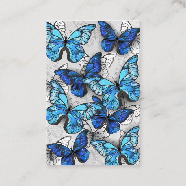 Composition of White and Blue Butterflies Discount Card (Front)