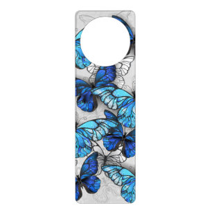 Composition of White and Blue Butterflies Door Hanger