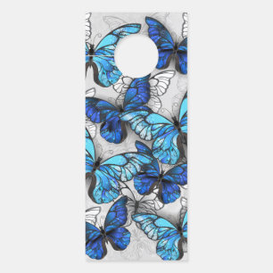 Composition of White and Blue Butterflies Door Hanger