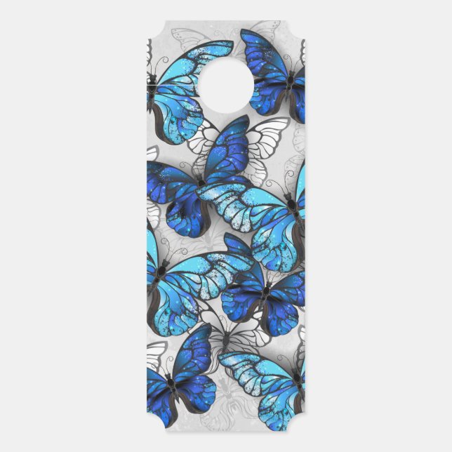 Composition of White and Blue Butterflies Door Hanger (Front)