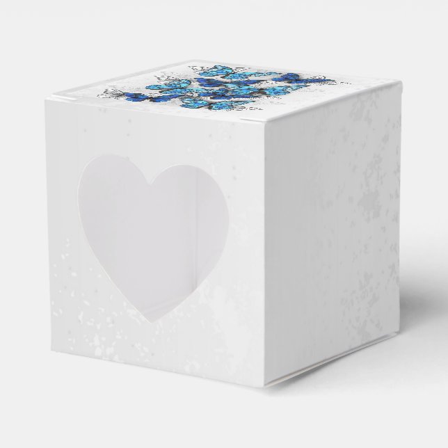 Composition of White and Blue Butterflies Favor Boxes (Front Side)
