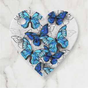 Composition of White and Blue Butterflies Favor Tags