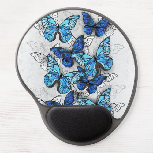 Composition of White and Blue Butterflies Gel Mouse Pad
