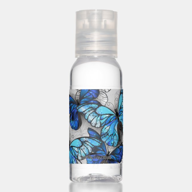 Composition of White and Blue Butterflies Hand Sanitizer (Front)