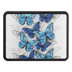Composition of White and Blue Butterflies Hitch Cover