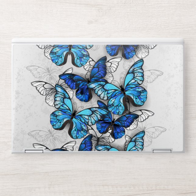 Composition of White and Blue Butterflies HP Laptop Skin (Front)