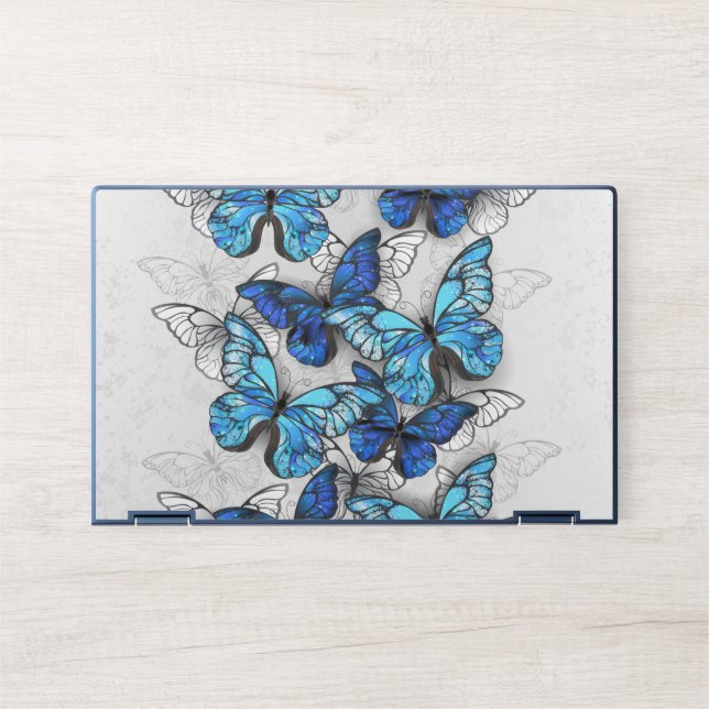 Composition of White and Blue Butterflies HP Laptop Skin (Front)