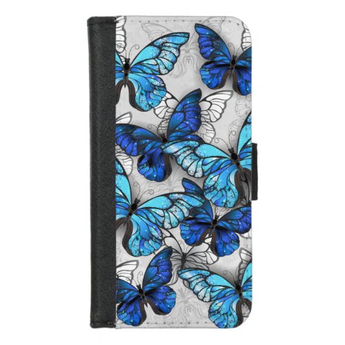 Composition of White and Blue Butterflies iPhone 87 Wallet Case
