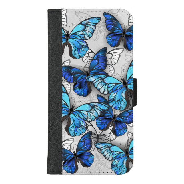 Composition of White and Blue Butterflies iPhone Wallet Case (Front)