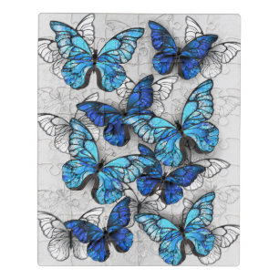 Composition of White and Blue Butterflies Jigsaw Puzzle