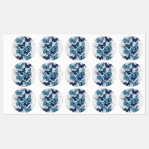 Composition of White and Blue Butterflies Kids' Labels