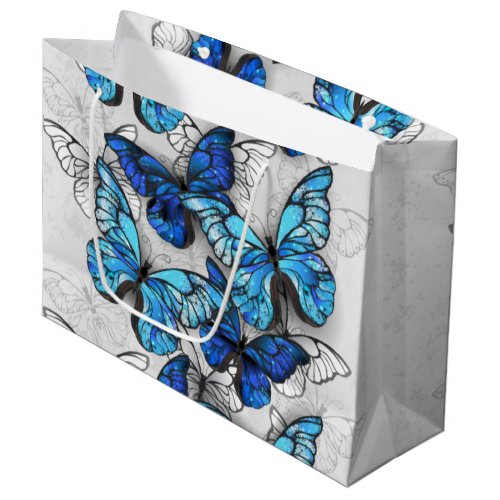Composition of White and Blue Butterflies Large Gift Bag