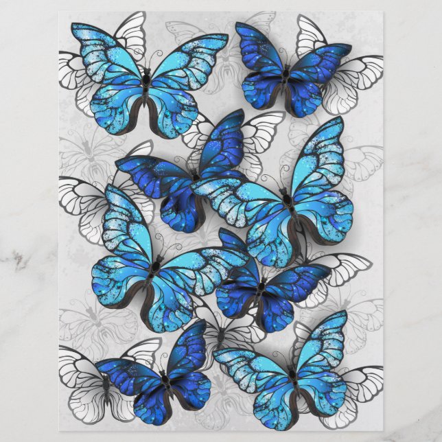 Composition of White and Blue Butterflies Letterhead (Front)