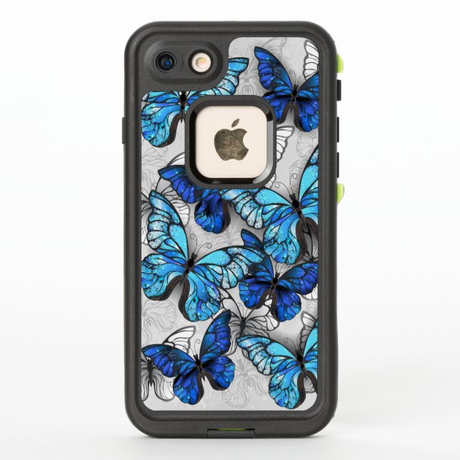Composition of White and Blue Butterflies LifeProof iPhone Case (Back)