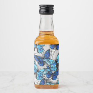 Composition of White and Blue Butterflies Liquor Bottle Label
