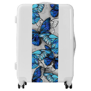 Composition of White and Blue Butterflies Luggage