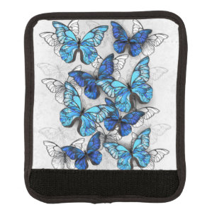 Composition of White and Blue Butterflies Luggage Handle Wrap