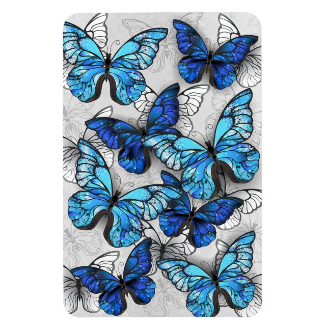 Composition of White and Blue Butterflies Magnet (Vertical)