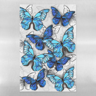 Composition of White and Blue Butterflies Magnetic Dry Erase Sheet