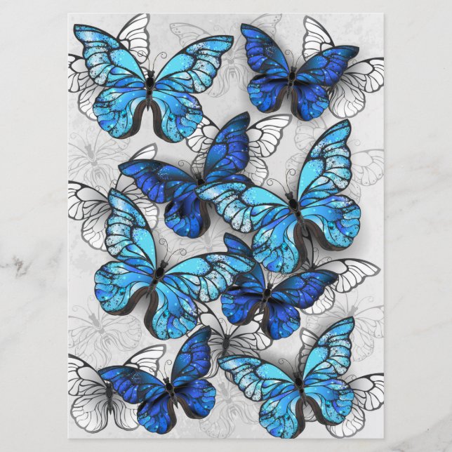 Composition of White and Blue Butterflies Menu (Front)