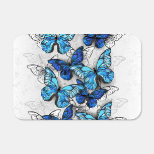 Composition of White and Blue Butterflies Metal Sign