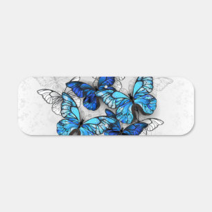 Composition of White and Blue Butterflies Metal Sign
