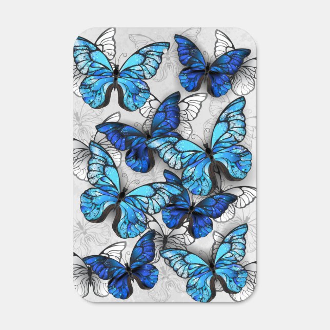 Composition of White and Blue Butterflies Metal Sign (Front)