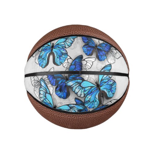 Composition of White and Blue Butterflies Mini Basketball