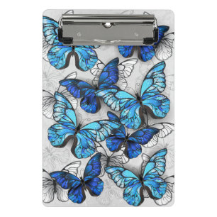 Composition of White and Blue Butterflies Mini Clipboard