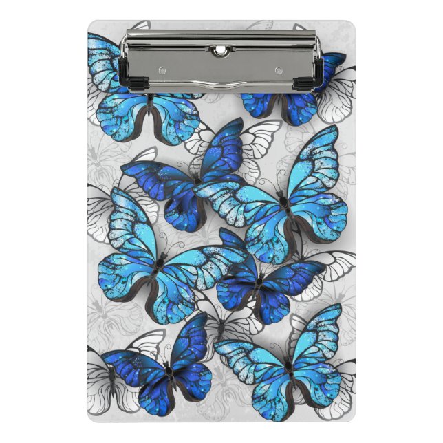 Composition of White and Blue Butterflies Mini Clipboard (Front)