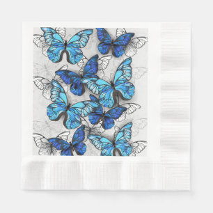 Composition of White and Blue Butterflies Napkins