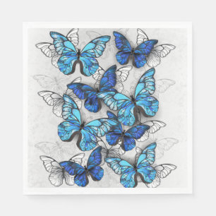 Composition of White and Blue Butterflies Napkins
