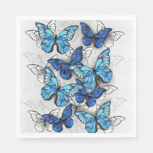 Composition of White and Blue Butterflies Napkins (Front)