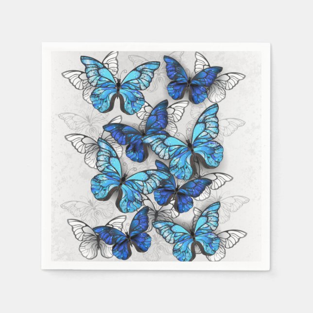 Composition of White and Blue Butterflies Napkins (Front)