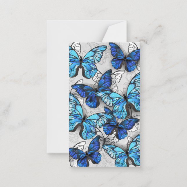 Composition of White and Blue Butterflies Note Card (Front)