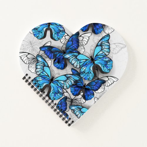 Composition of White and Blue Butterflies Notebook