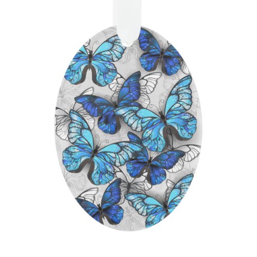 Composition of White and Blue Butterflies Ornament