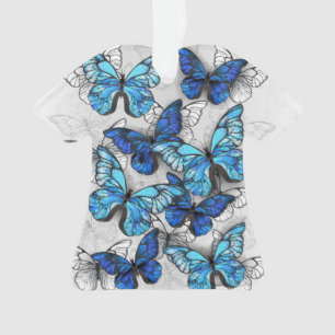Composition of White and Blue Butterflies Ornament