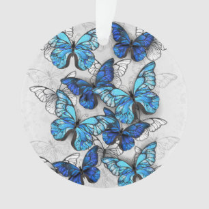 Composition of White and Blue Butterflies Ornament