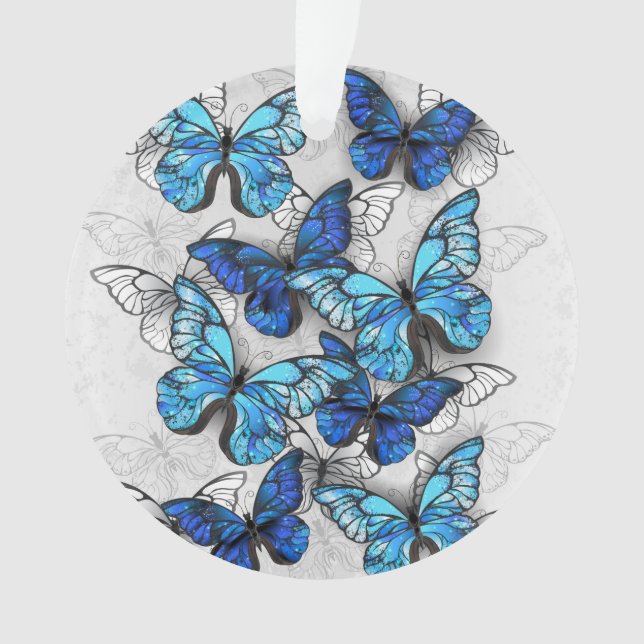 Composition of White and Blue Butterflies Ornament (Front)