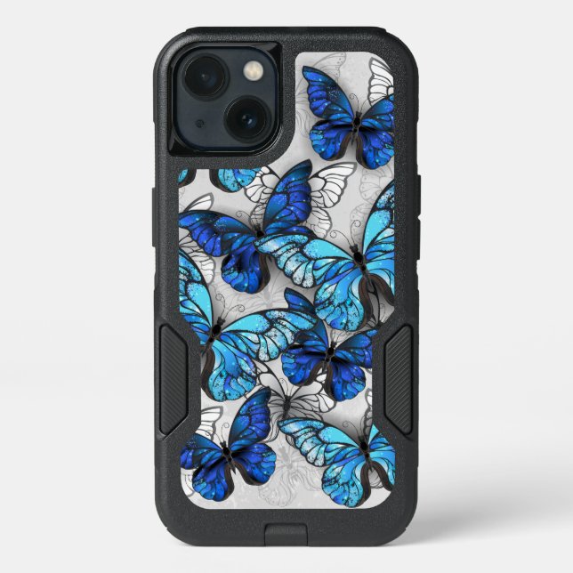 Composition of White and Blue Butterflies Otterbox iPhone Case (Back)