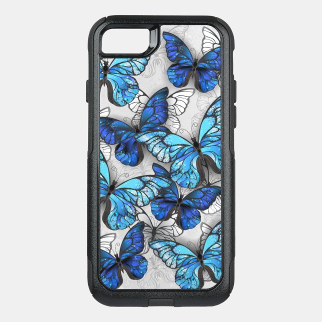 Composition of White and Blue Butterflies Otterbox iPhone Case (Back)