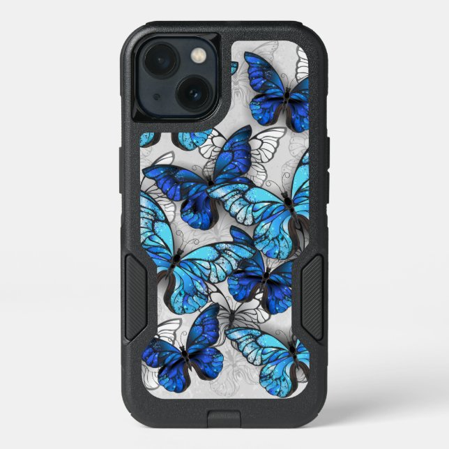 Composition of White and Blue Butterflies Otterbox iPhone Case (Back)